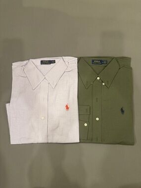 Polo by Ralph Lauren Men’s Olive Green and Light Lavender Button-Down Shirts